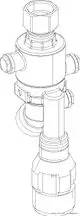 Syr Systemtrenner mit mehreren Anschlussstutzen und einem Ringgewinde. Das Produkt weist eine kompakte Bauform auf, erkennbar am charakteristischen Design.